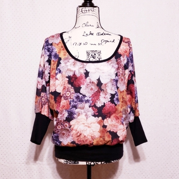 Floral Dolman Sleeve* Semi Crop *Sz XL* - Picture 4 of 7